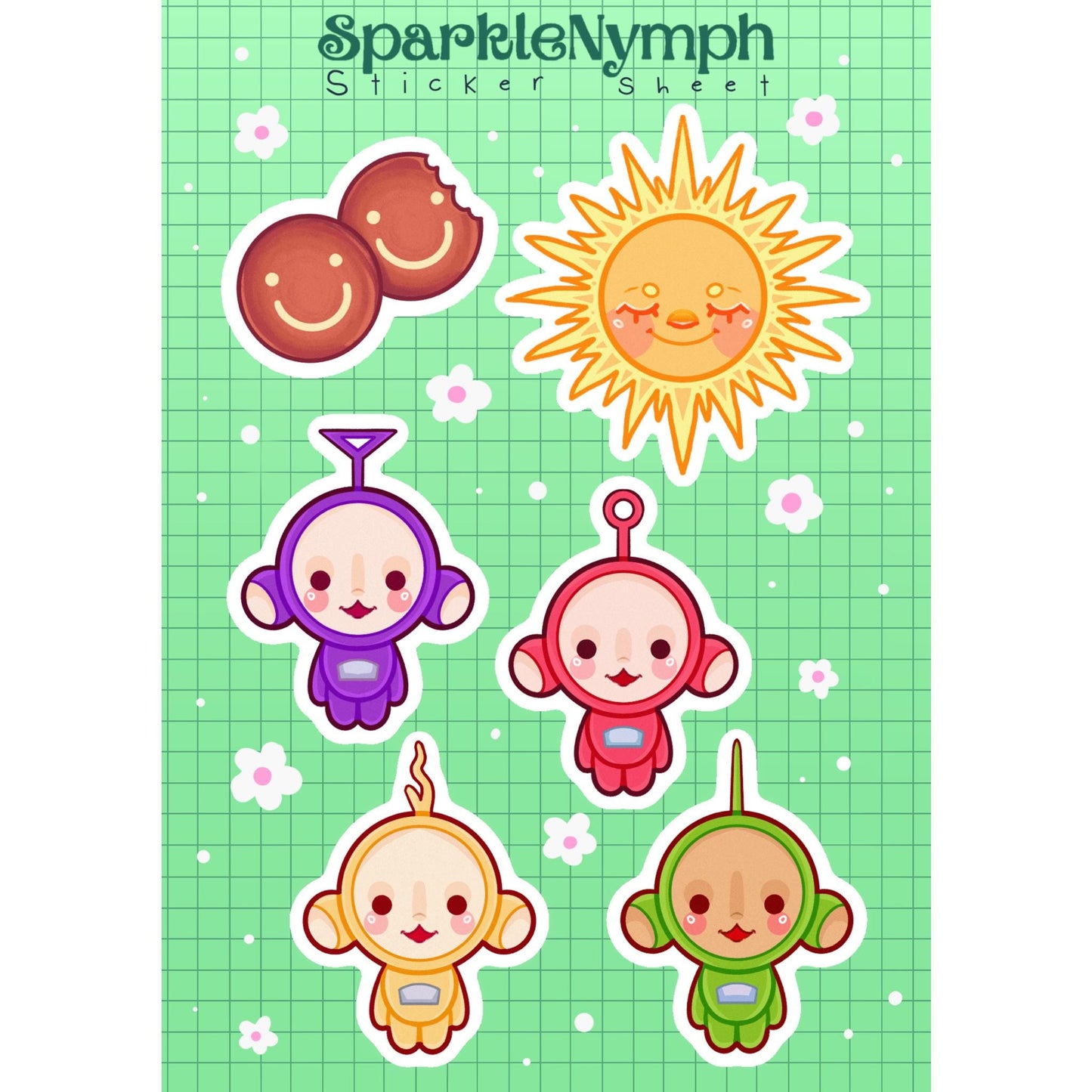 Holographic Teletubbies Sticker Sheet