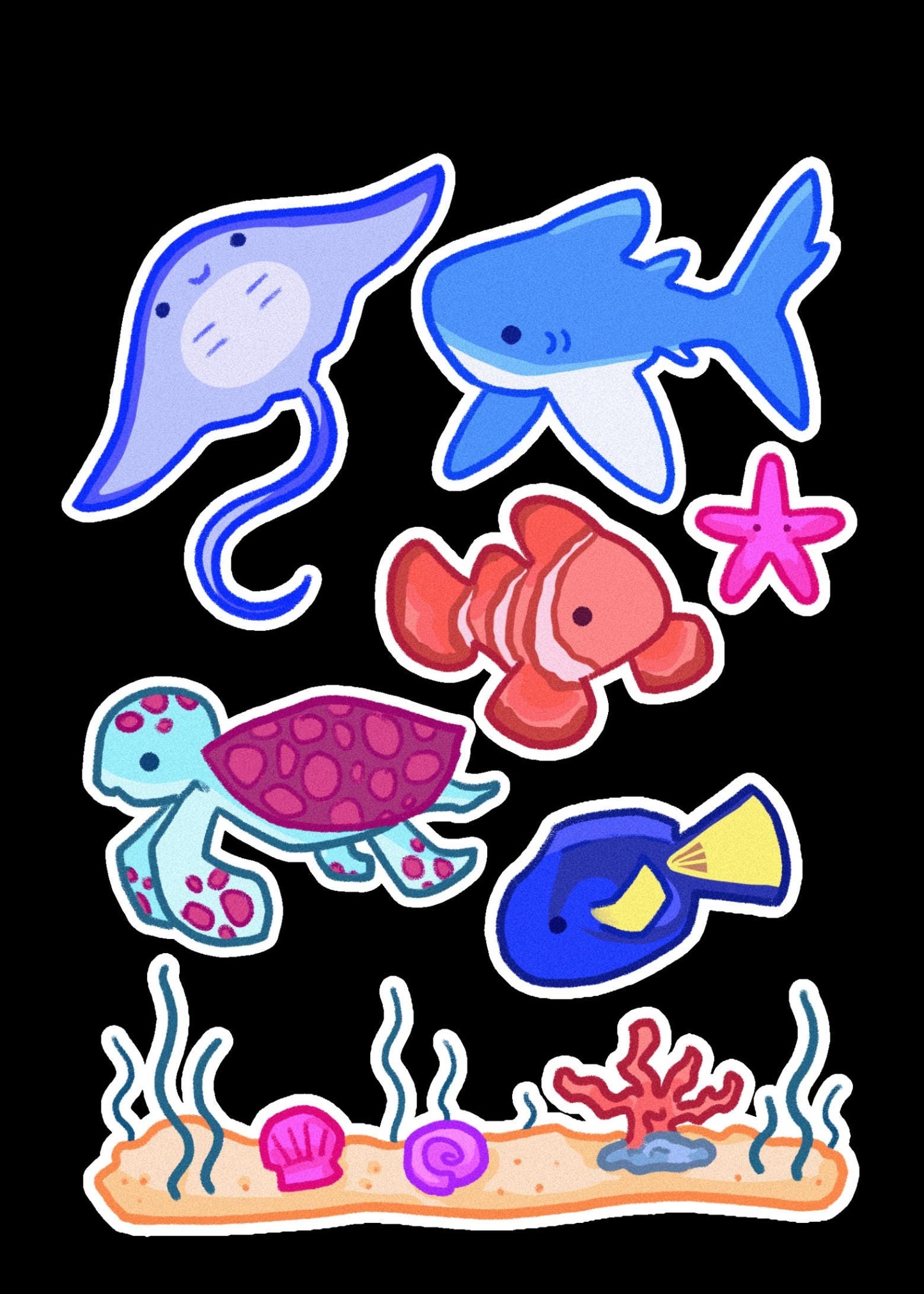 Sparkly Sea Creatures Sticker Sheet