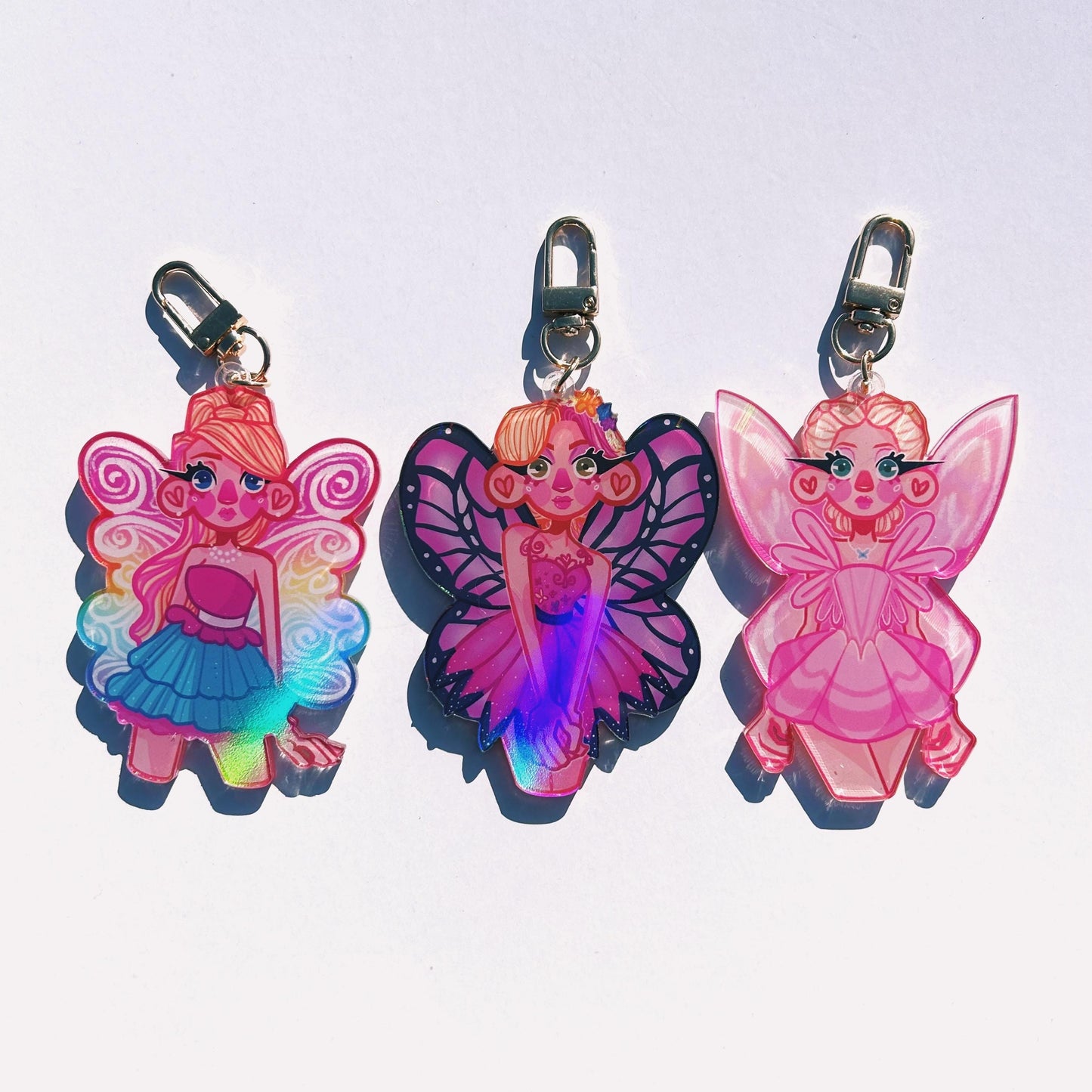 Holographic Barbie Fairy Keychains